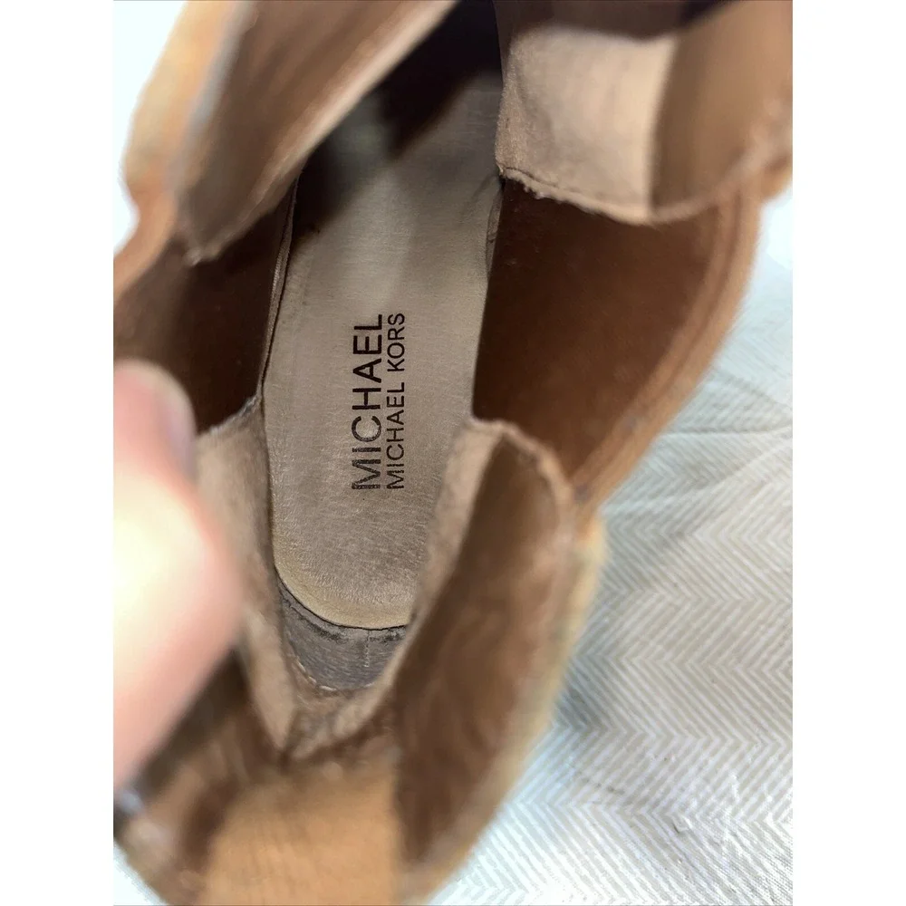 Michael Kors Womens 8.5 M The Chelsea Brown Suede Leather Casual Wedge Boot Heel